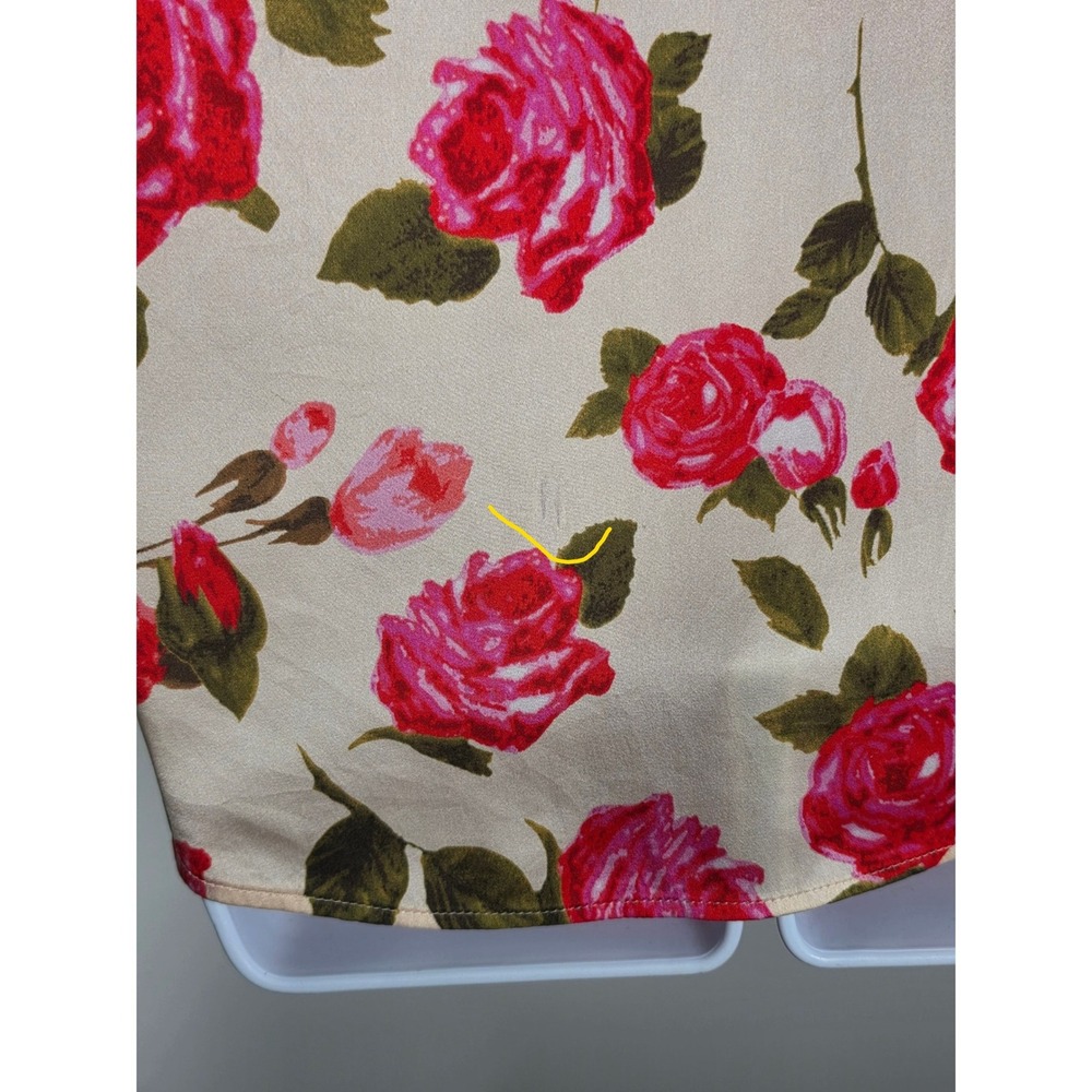 L'AGENCE 100% Silk Pink Rose Floral Top Womens M Split Neck Champagne *AS IS* - Picture 8 of 12